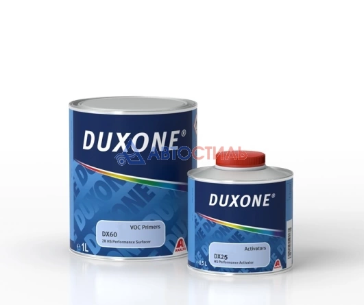Грунт 2K HS 2:1 наполнитель Duxone DX60 (серый) 1л + DX25 Активатор стандартный 0,5л фото 1